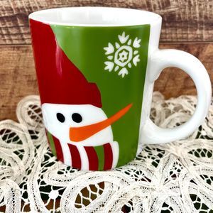 Crate & Barrel Snowman Christmas Winter Coffee Mug